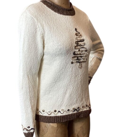 Christopher & Banks Crew Neck Sweater Christmas Tree Sz S #329H - Picture 4 of 11